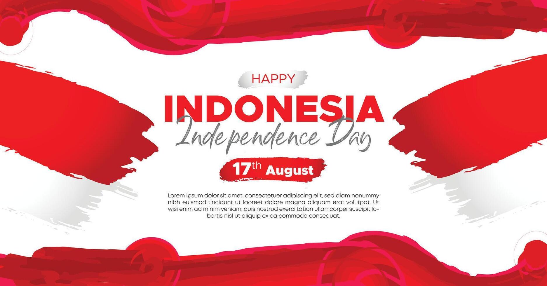 Indonesia Independence Day Web Banner With Red and White Flag in Background. 17 August Indonesia Happy Independence Day Social Media Post and Cover Banner, Flyer, Invitation card, Brochure, Poster vector