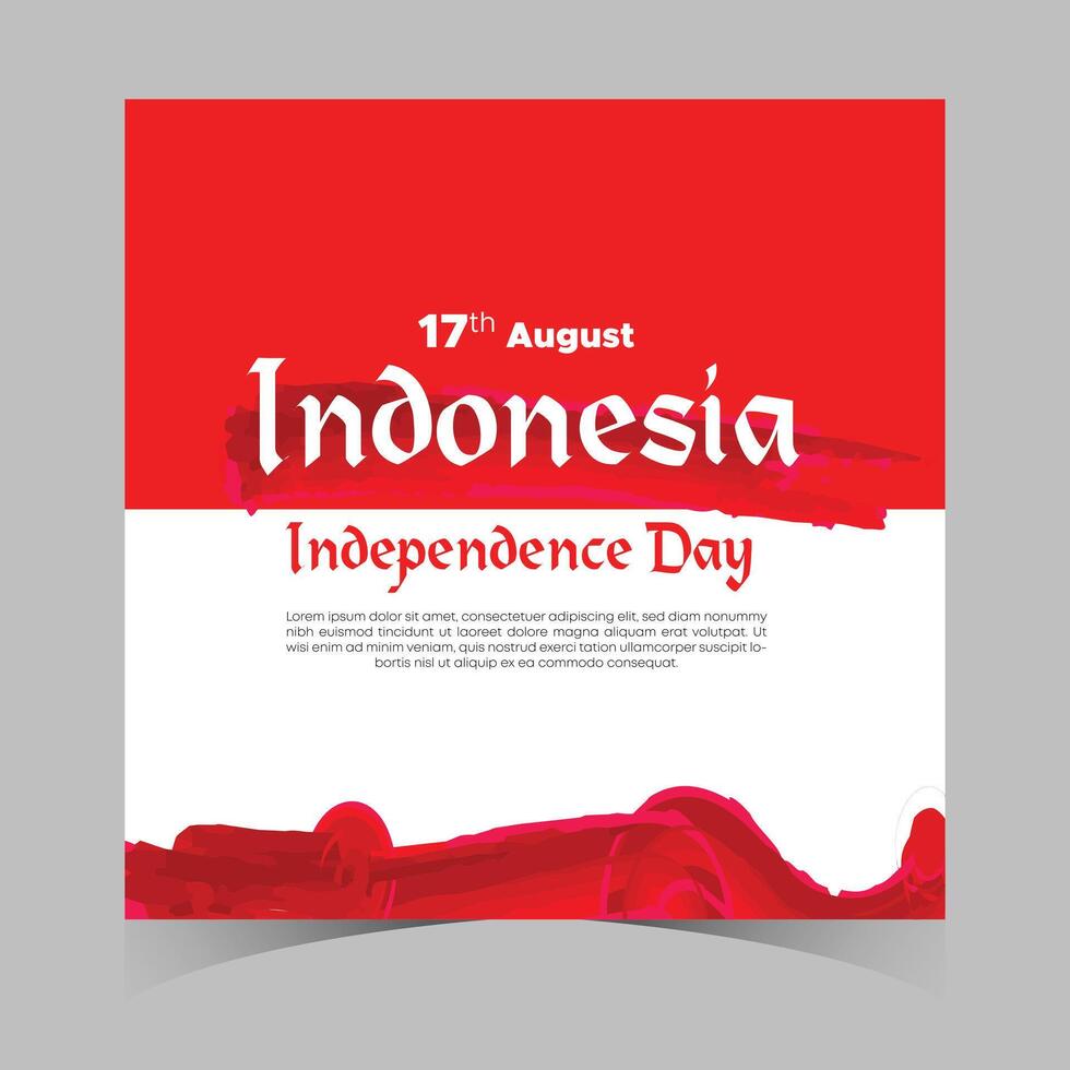 Indonesia Independence Day Web Banner With Red and White Flag in Background. 17 August Indonesia Happy Independence Day Social Media Post and Cover Banner, Flyer, Invitation card, Brochure, Poster vector