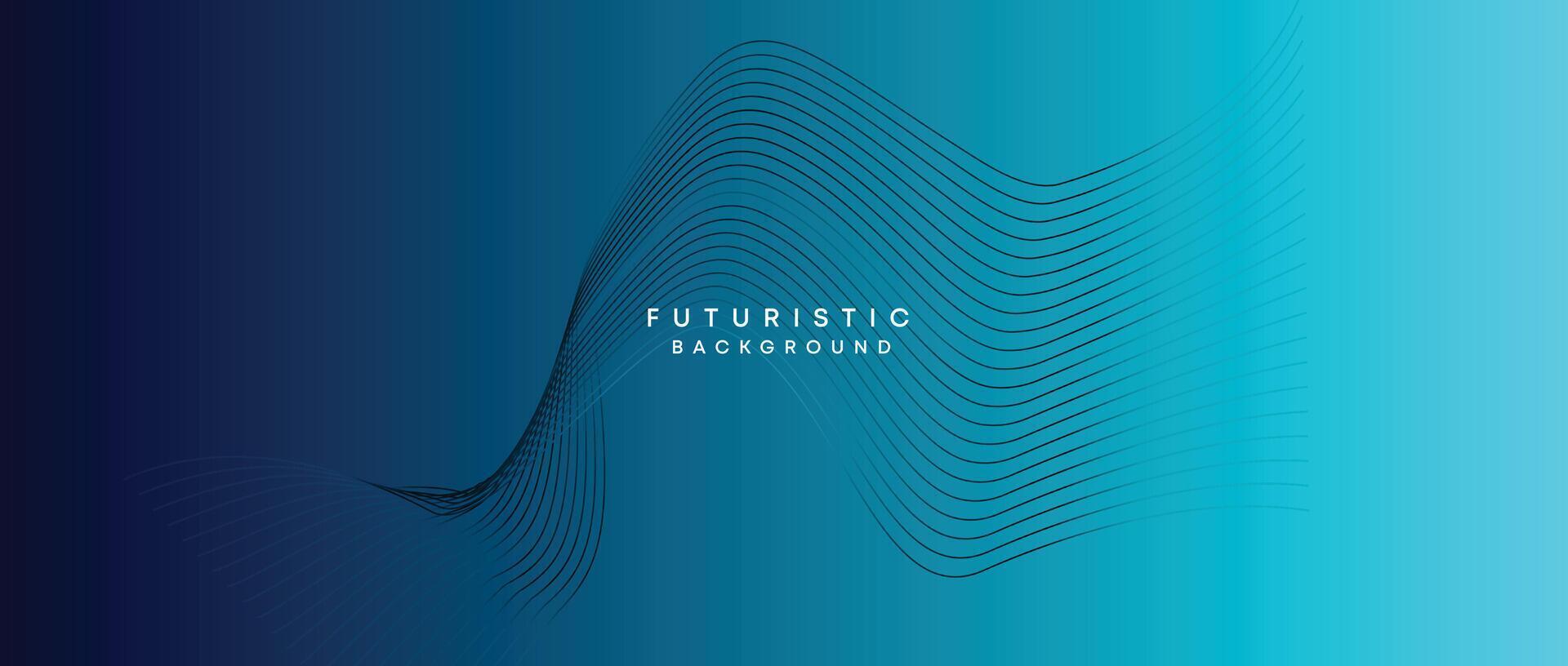 Abstract Peacock Blue, Ocean Dark Blue Technological Modern Flowing Wave Line Background. Teal Blue and Black Digital Future Technology Web Banner Background for Presentation, Cover, Slide, Magazine vector