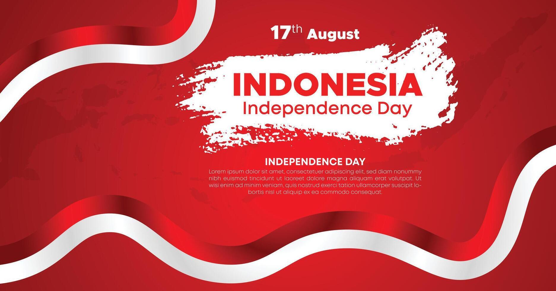 Indonesia Independence Day Web Banner With Red and White Flag in Background. 17 August Indonesia Happy Independence Day Social Media Post and Cover Banner, Flyer, Invitation card, Brochure, Poster vector