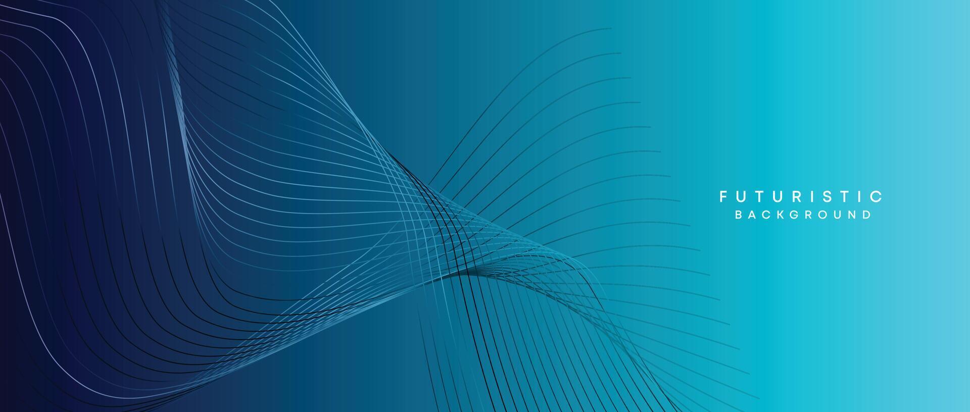 Abstract Peacock Blue, Ocean Dark Blue Technological Modern Flowing Wave Line Background. Teal Blue and Black Digital Future Technology Web Banner Background for Presentation, Cover, Slide, Magazine vector