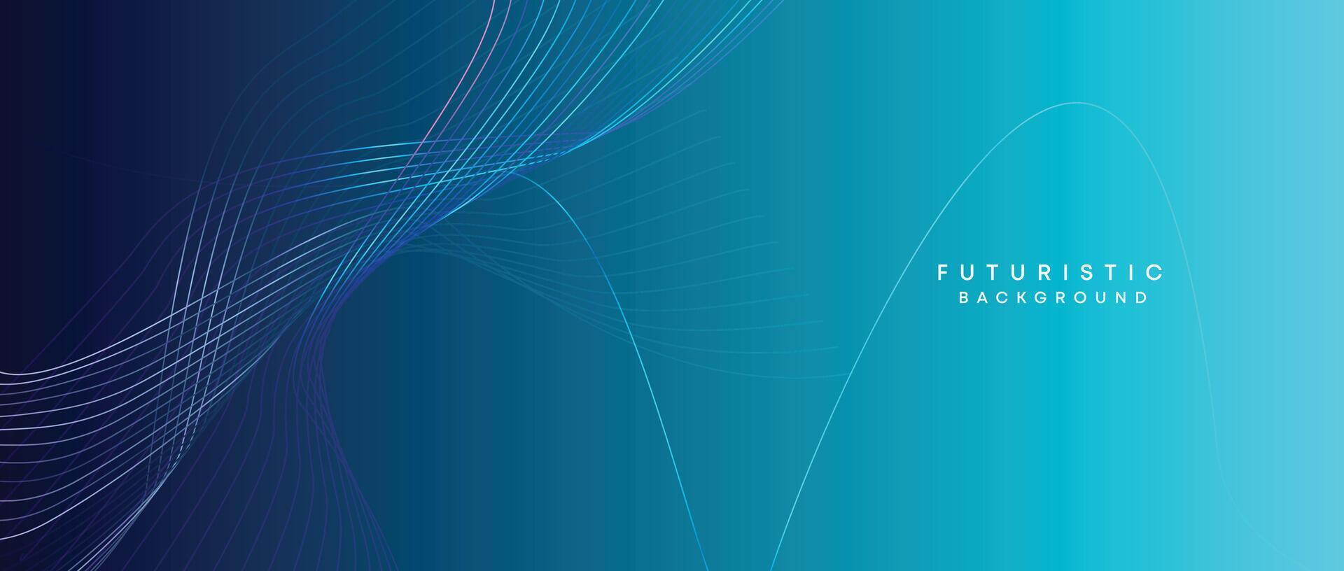 Abstract Peacock Blue, Ocean Dark Blue Technological Modern Flowing Wave Line Background. Teal Blue and Black Digital Future Technology Web Banner Background for Presentation, Cover, Slide, Magazine vector