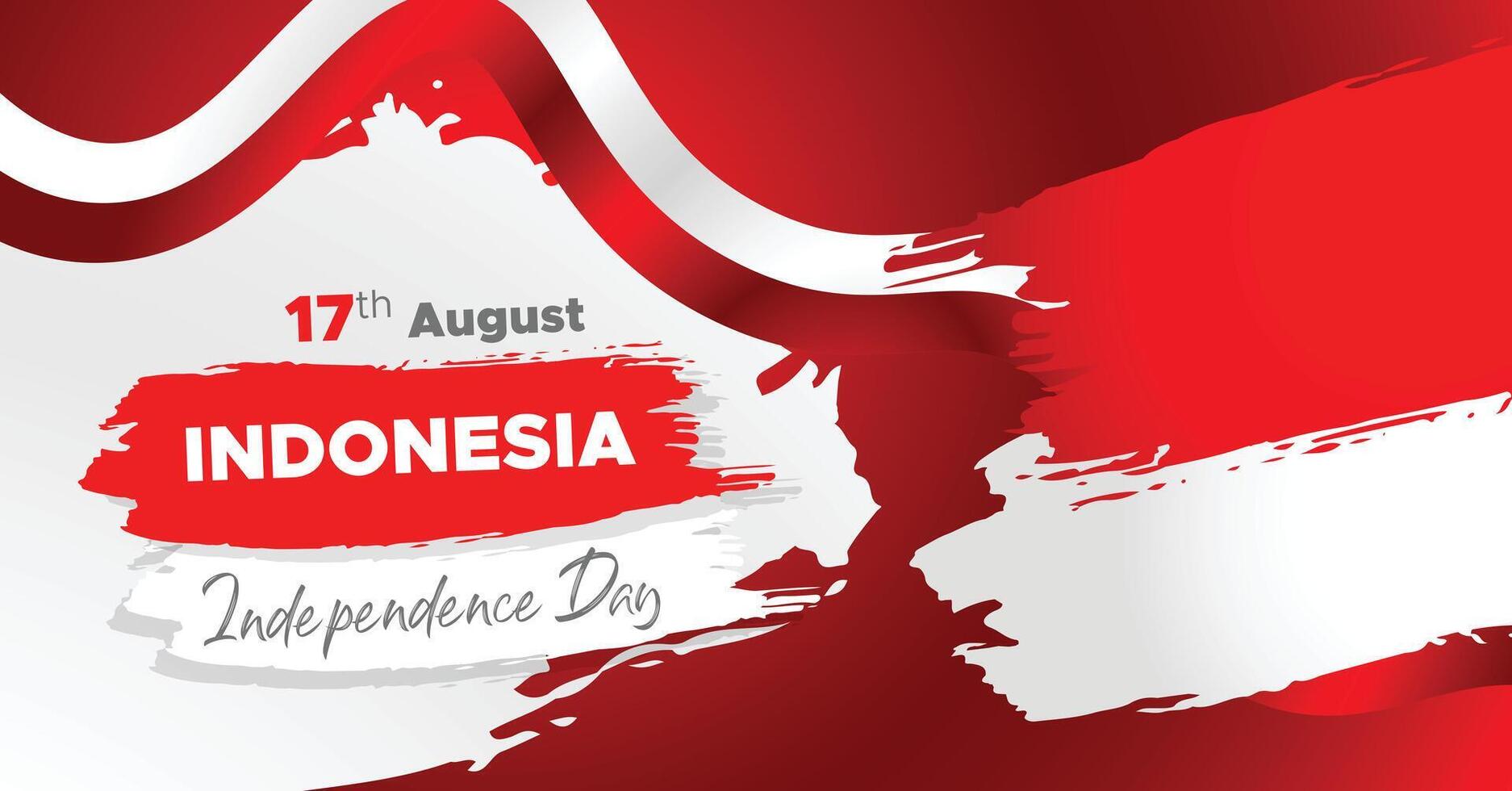 Indonesia Independence Day Web Banner With Red and White Flag in Background. 17 August Indonesia Happy Independence Day Social Media Post and Cover Banner, Flyer, Invitation card, Brochure, Poster vector
