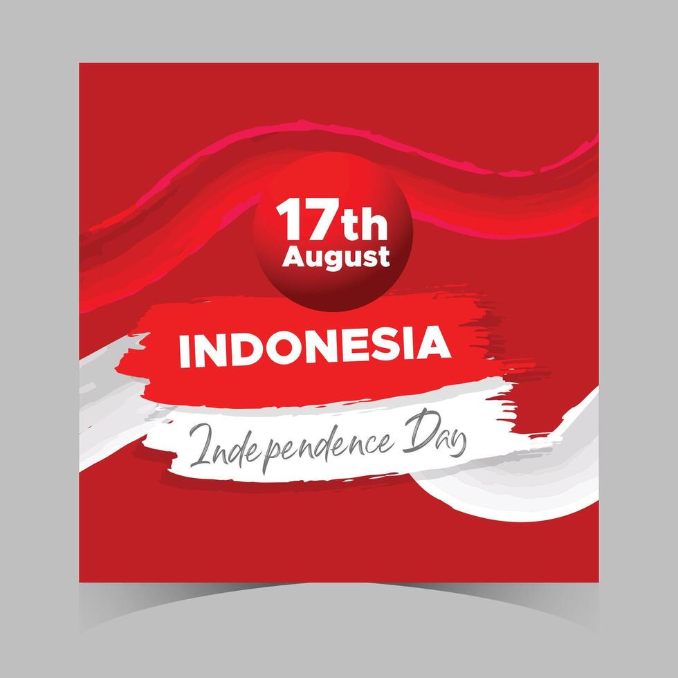 Indonesia Independence Day Web Banner With Red and White Flag in Background. 17 August Indonesia Happy Independence Day Social Media Post and Cover Banner, Flyer, Invitation card, Brochure, Poster vector