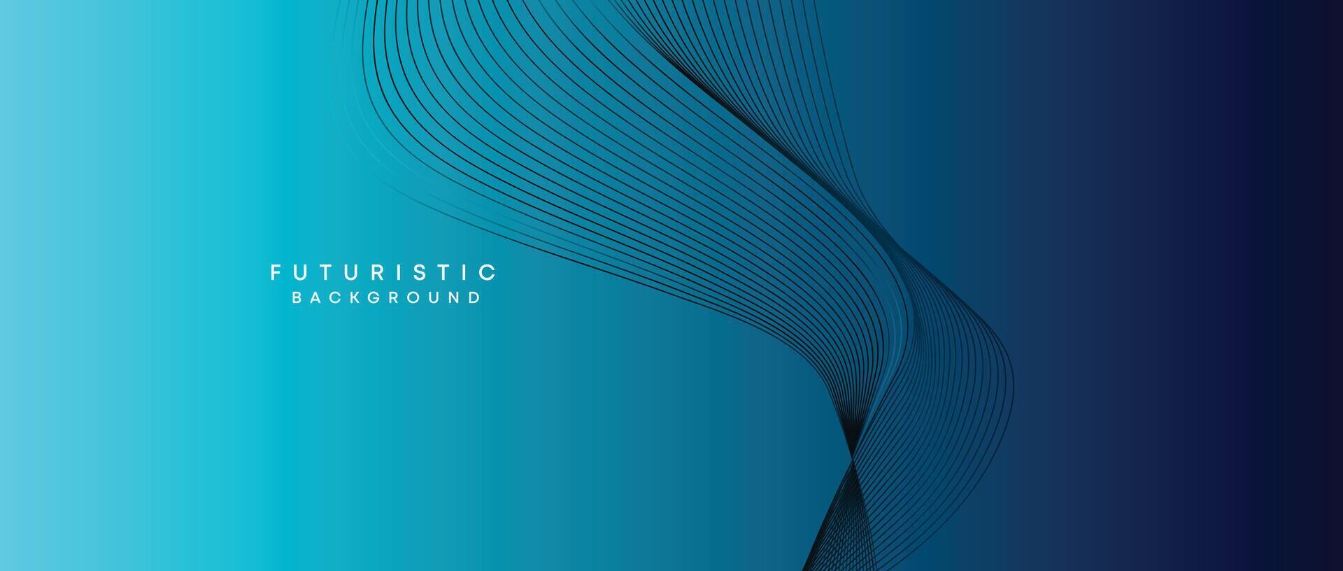 Abstract Peacock Blue, Ocean Dark Blue Technological Modern Flowing Wave Line Background. Teal Blue and Black Digital Future Technology Web Banner Background for Presentation, Cover, Slide, Magazine vector