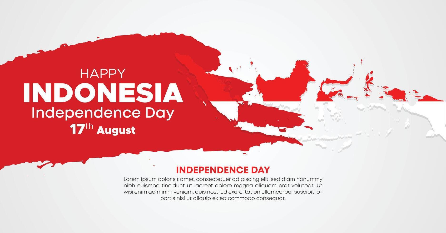 Indonesia Independence Day Web Banner With Red and White Flag in Background. 17 August Indonesia Happy Independence Day Social Media Post and Cover Banner, Flyer, Invitation card, Brochure, Poster vector