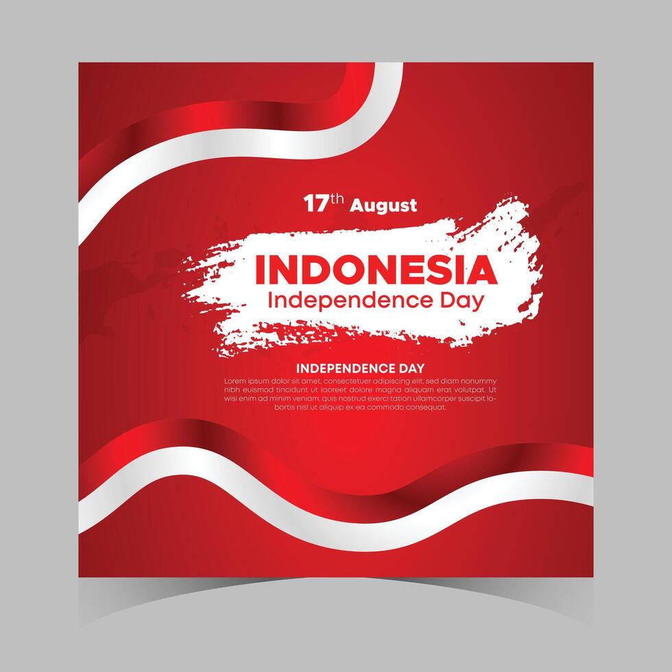 Indonesia Independence Day Web Banner With Red and White Flag in Background. 17 August Indonesia Happy Independence Day Social Media Post and Cover Banner, Flyer, Invitation card, Brochure, Poster vector