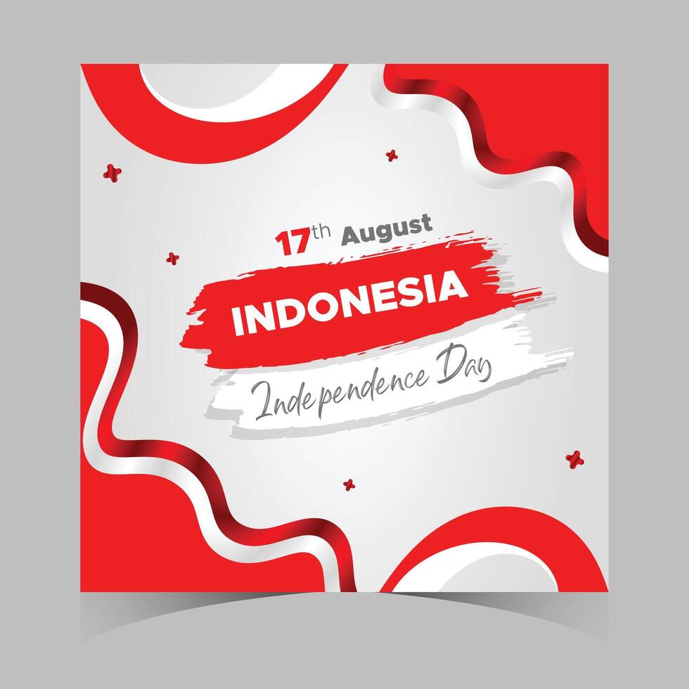 Indonesia Independence Day Web Banner With Red and White Flag in Background. 17 August Indonesia Happy Independence Day Social Media Post and Cover Banner, Flyer, Invitation card, Brochure, Poster vector