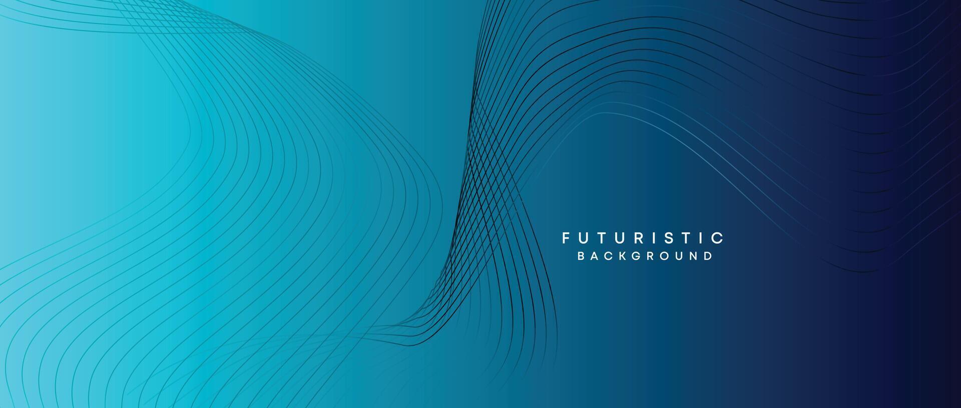 Abstract Peacock Blue, Ocean Dark Blue Technological Modern Flowing Wave Line Background. Teal Blue and Black Digital Future Technology Web Banner Background for Presentation, Cover, Slide, Magazine vector