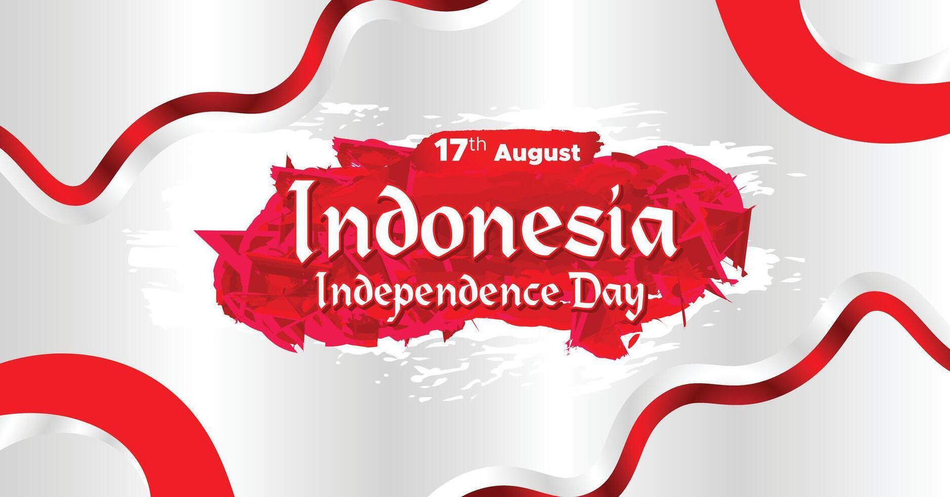 Indonesia Independence Day Web Banner With Red and White Flag in Background. 17 August Indonesia Happy Independence Day Social Media Post and Cover Banner, Flyer, Invitation card, Brochure, Poster vector