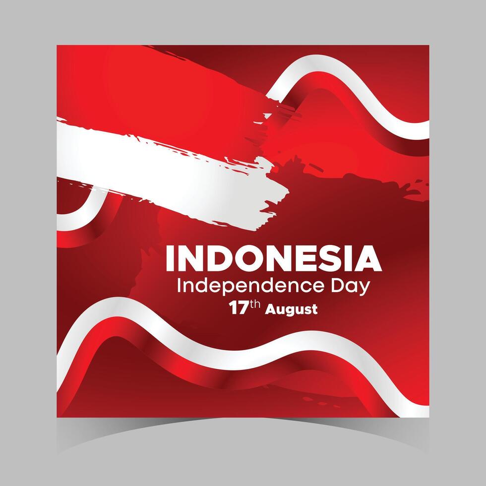 Indonesia Independence Day Web Banner With Red and White Flag in Background. 17 August Indonesia Happy Independence Day Social Media Post and Cover Banner, Flyer, Invitation card, Brochure, Poster vector