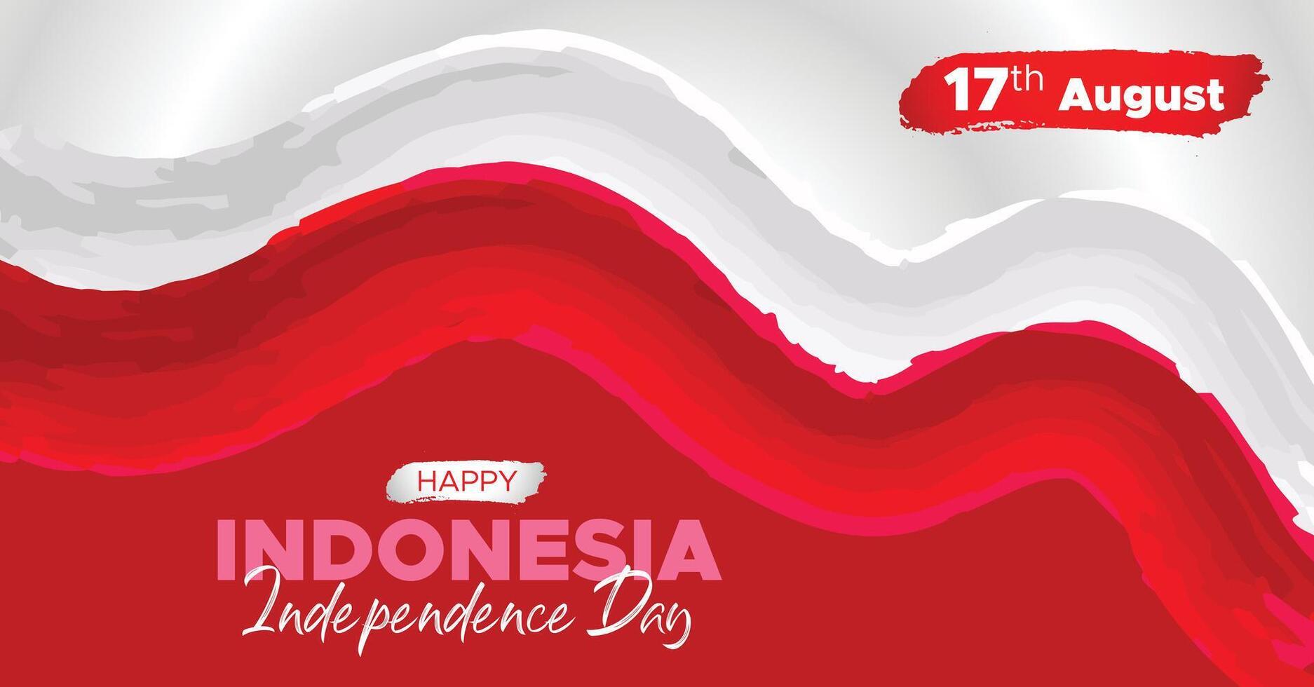 Indonesia Independence Day Web Banner With Red and White Flag in Background. 17 August Indonesia Happy Independence Day Social Media Post and Cover Banner, Flyer, Invitation card, Brochure, Poster vector