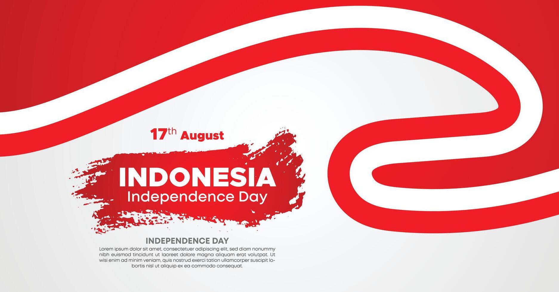Indonesia Independence Day Web Banner With Red and White Flag in Background. 17 August Indonesia Happy Independence Day Social Media Post and Cover Banner, Flyer, Invitation card, Brochure, Poster vector