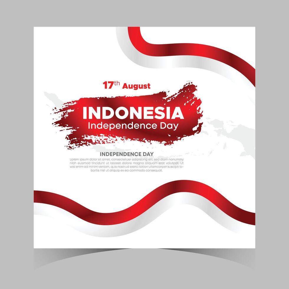 Indonesia Independence Day Web Banner With Red and White Flag in Background. 17 August Indonesia Happy Independence Day Social Media Post and Cover Banner, Flyer, Invitation card, Brochure, Poster vector