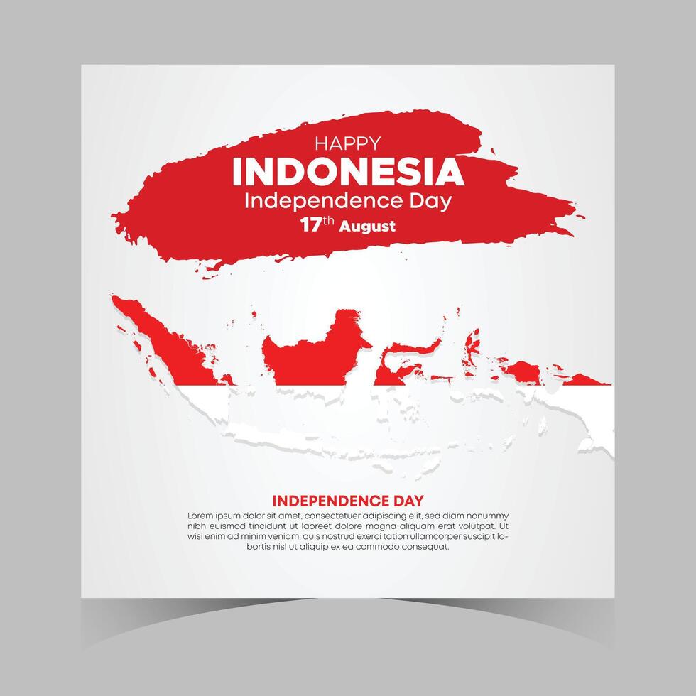 Indonesia Independence Day Web Banner With Red and White Flag in Background. 17 August Indonesia Happy Independence Day Social Media Post and Cover Banner, Flyer, Invitation card, Brochure, Poster vector