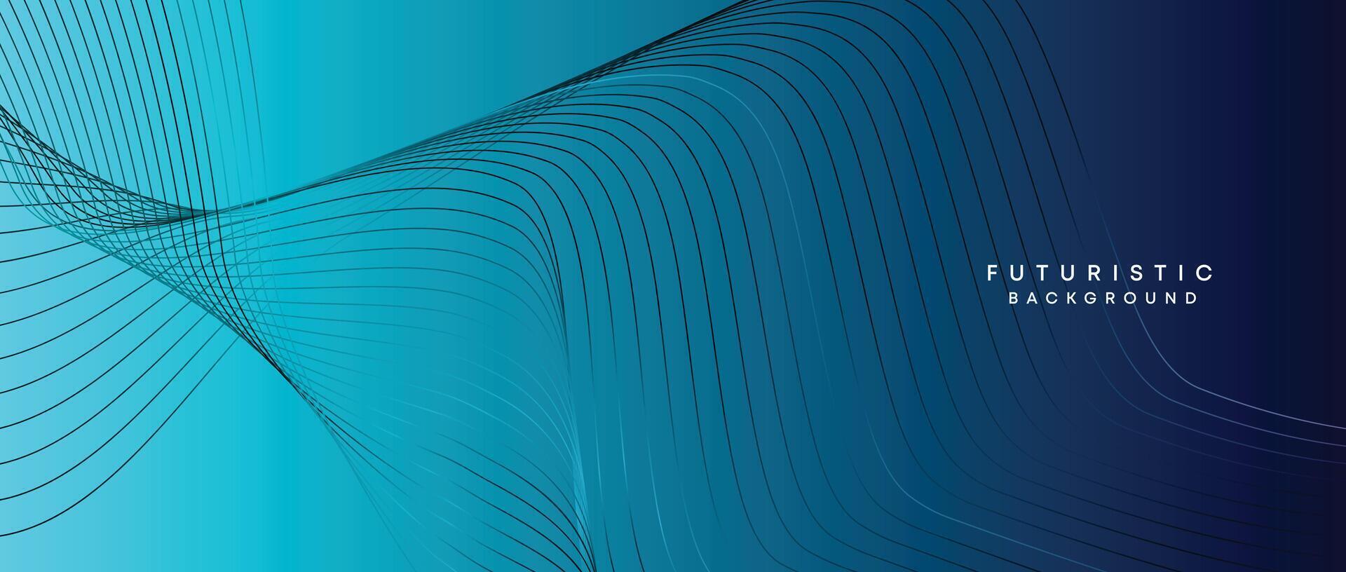 Abstract Peacock Blue, Ocean Dark Blue Technological Modern Flowing Wave Line Background. Teal Blue and Black Digital Future Technology Web Banner Background for Presentation, Cover, Slide, Magazine vector