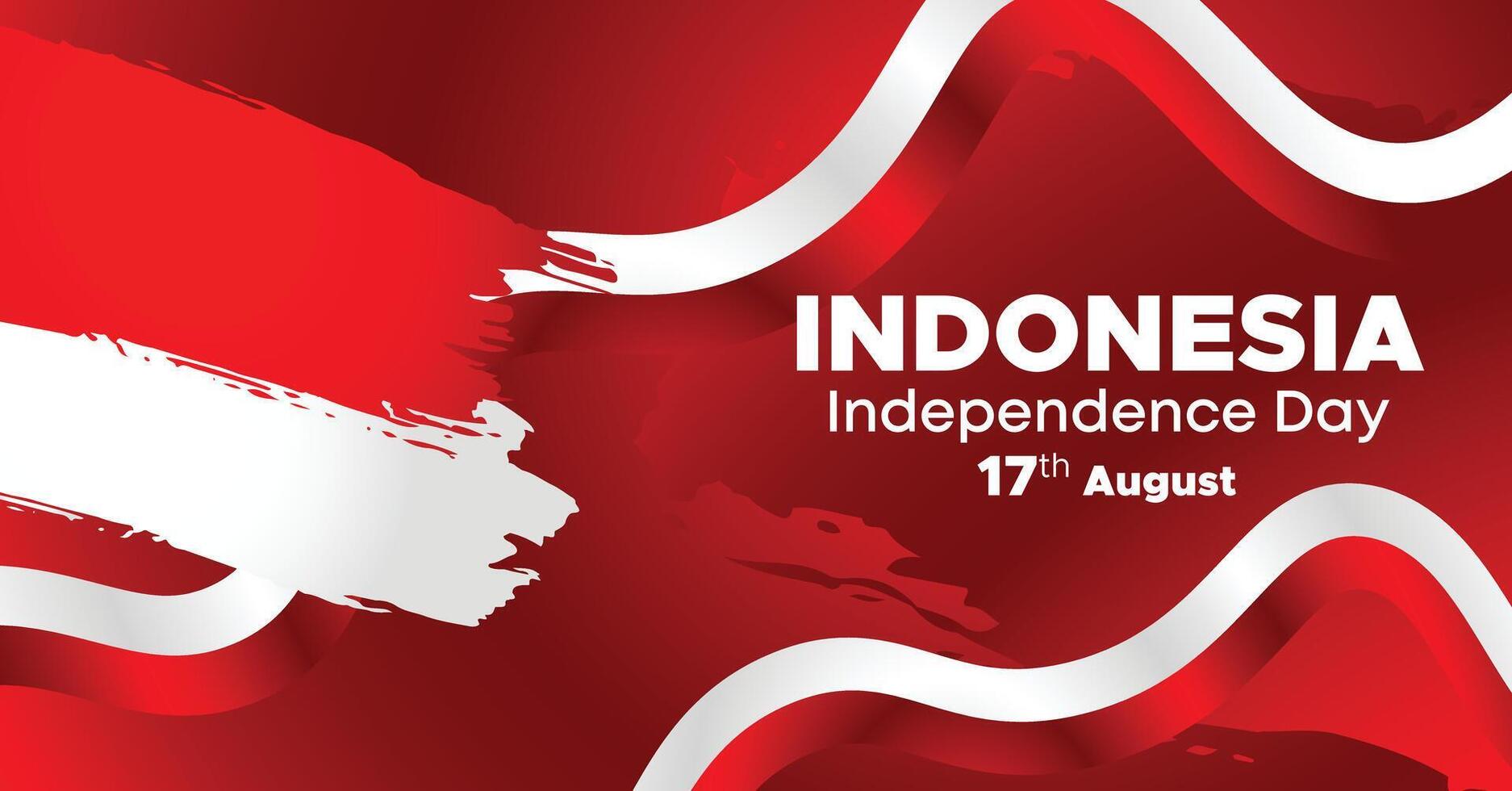 Indonesia Independence Day Web Banner With Red and White Flag in Background. 17 August Indonesia Happy Independence Day Social Media Post and Cover Banner, Flyer, Invitation card, Brochure, Poster vector
