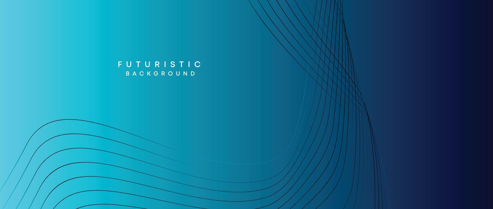 Abstract Peacock Blue, Ocean Dark Blue Technological Modern Flowing Wave Line Background. Teal Blue and Black Digital Future Technology Web Banner Background for Presentation, Cover, Slide, Magazine vector