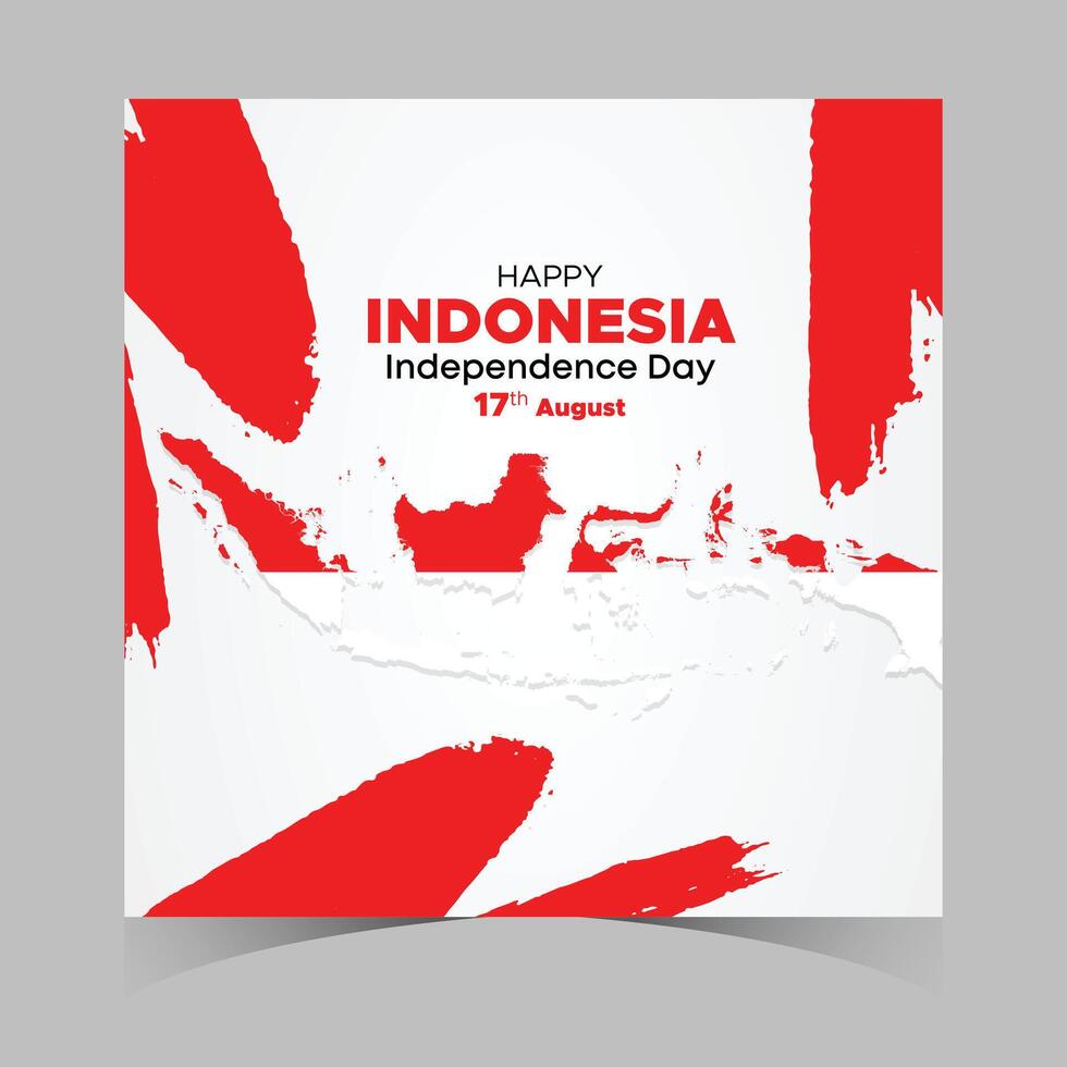 Indonesia Independence Day Web Banner With Red and White Flag in Background. 17 August Indonesia Happy Independence Day Social Media Post and Cover Banner, Flyer, Invitation card, Brochure, Poster vector