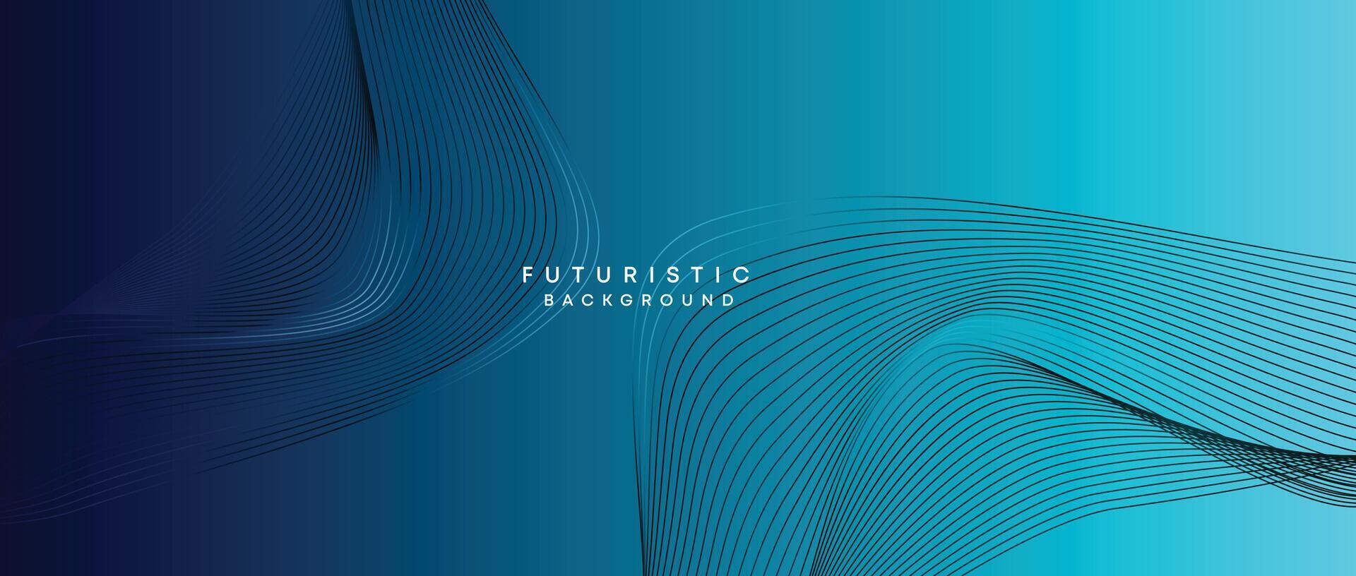 Abstract Peacock Blue, Ocean Dark Blue Technological Modern Flowing Wave Line Background. Teal Blue and Black Digital Future Technology Web Banner Background for Presentation, Cover, Slide, Magazine vector