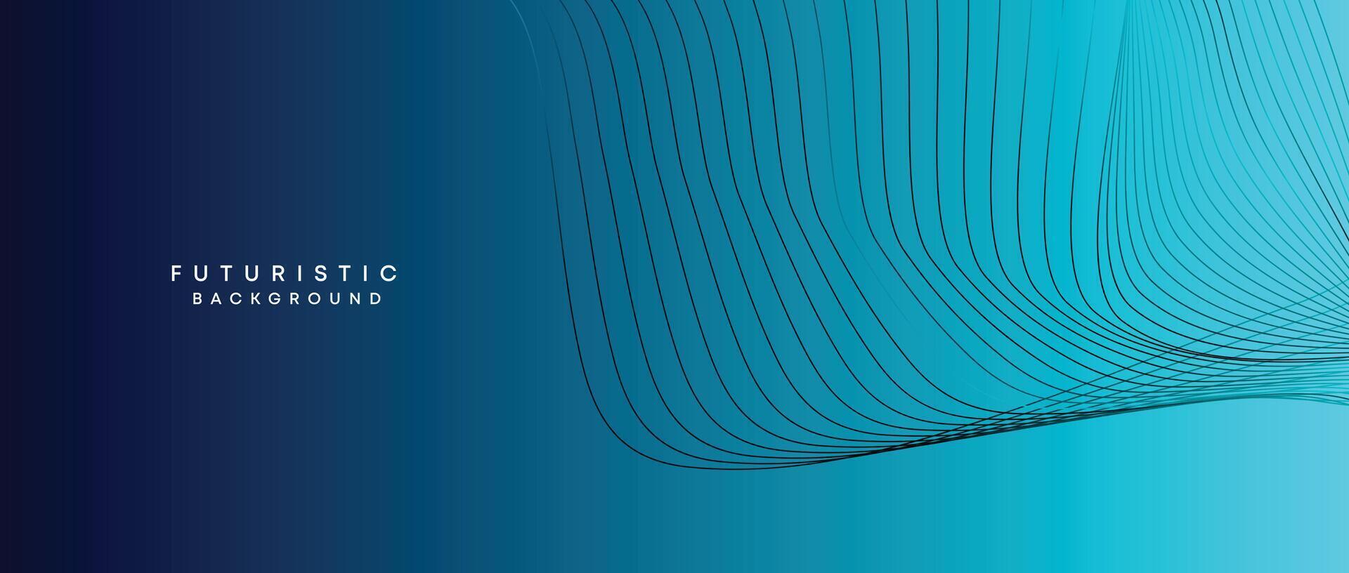 Abstract Peacock Blue, Ocean Dark Blue Technological Modern Flowing Wave Line Background. Teal Blue and Black Digital Future Technology Web Banner Background for Presentation, Cover, Slide, Magazine vector
