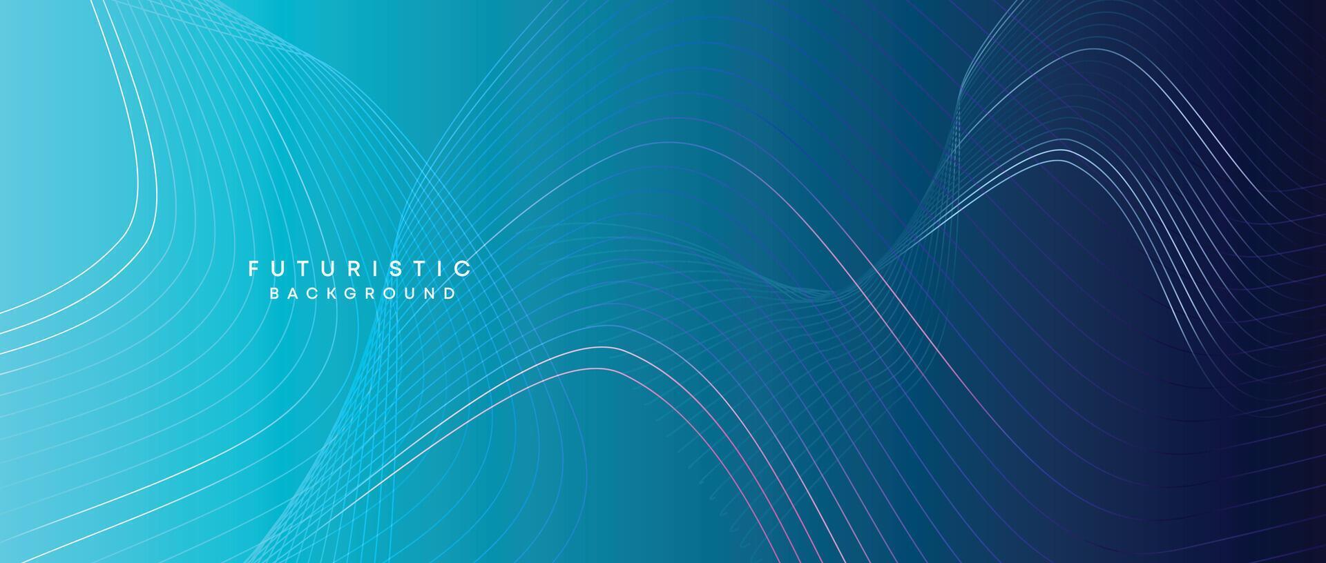 Abstract Peacock Blue, Ocean Dark Blue Technological Modern Flowing Wave Line Background. Teal Blue and Black Digital Future Technology Web Banner Background for Presentation, Cover, Slide, Magazine vector