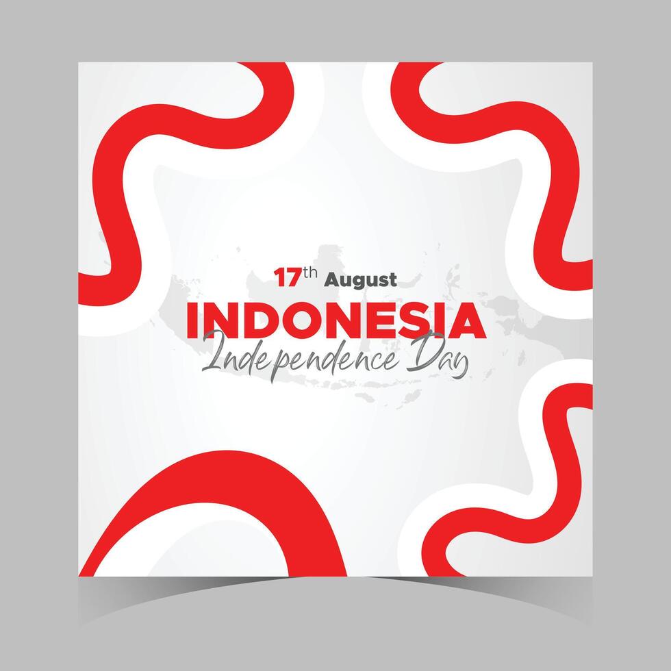 Indonesia Independence Day Web Banner With Red and White Flag in Background. 17 August Indonesia Happy Independence Day Social Media Post and Cover Banner, Flyer, Invitation card, Brochure, Poster vector