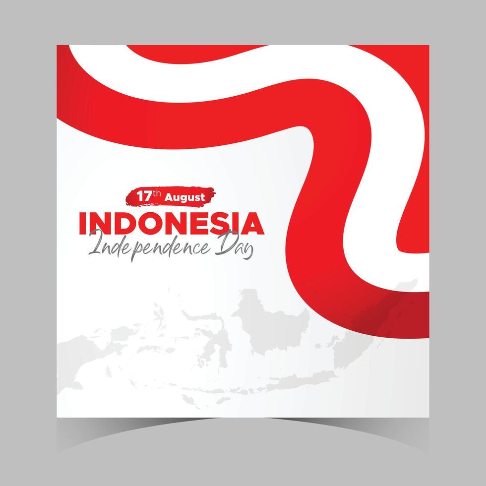 Indonesia Independence Day Web Banner With Red and White Flag in Background. 17 August Indonesia Happy Independence Day Social Media Post and Cover Banner, Flyer, Invitation card, Brochure, Poster vector