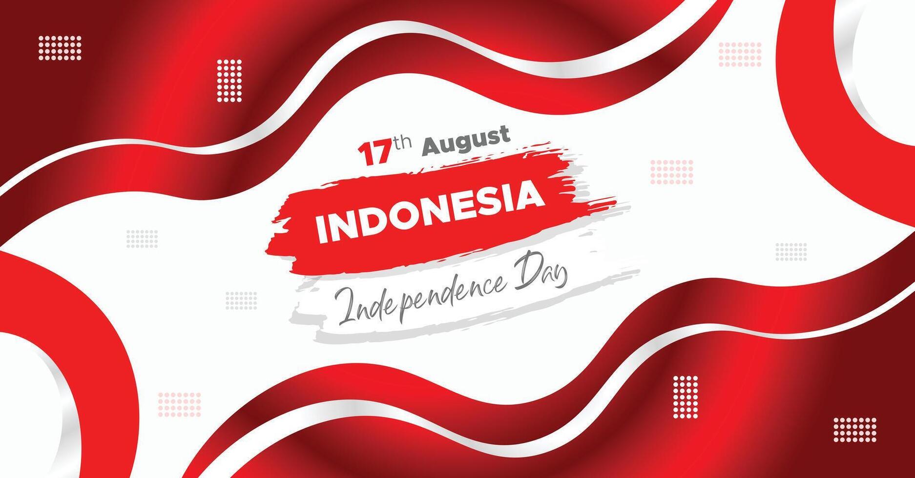 Indonesia Independence Day Web Banner With Red and White Flag in Background. 17 August Indonesia Happy Independence Day Social Media Post and Cover Banner, Flyer, Invitation card, Brochure, Poster vector
