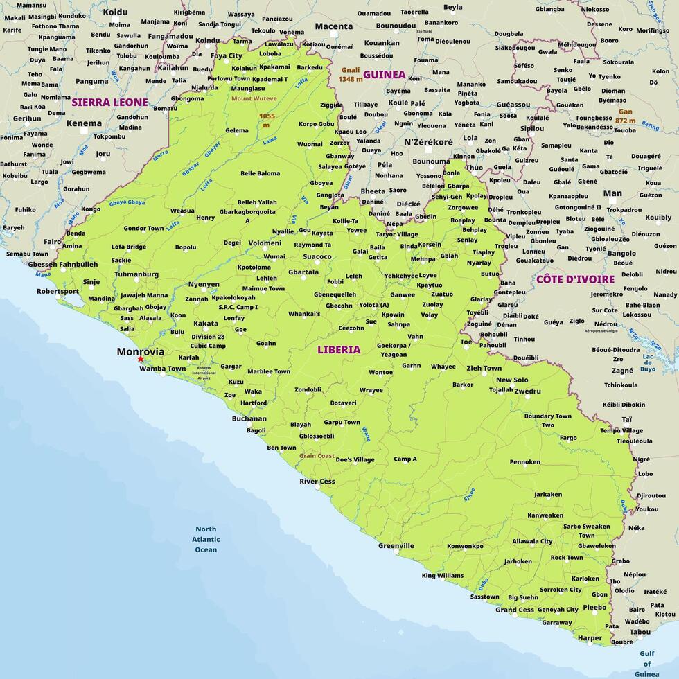 Simple political map of Liberia vector