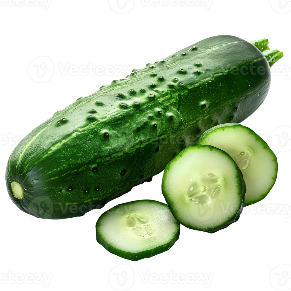 komkommer . komkommer plakjes vlak leggen . groen groente komkommer geïsoleerd. veganistisch en vegetarisch voedsel png