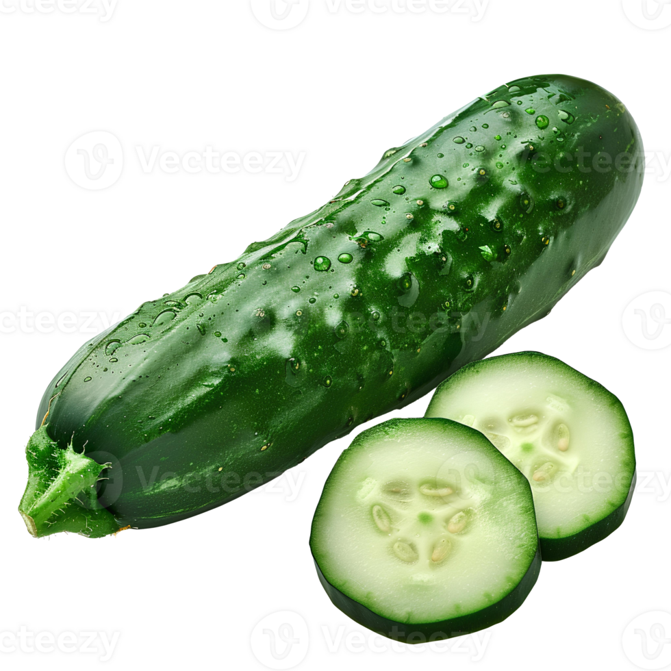 Cucumber . Cucumber slices flat lay . Green vegetable cucumber isolated. Vegan and vegetarian food png