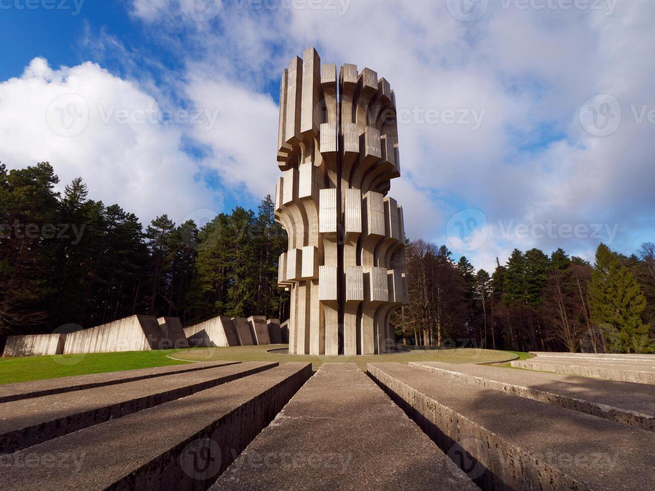 Monument to the Revolution in Kozara, Bosnia and Herzegovina. Yugoslav monument commemorating the struggles of the partisan during World War 2. photo