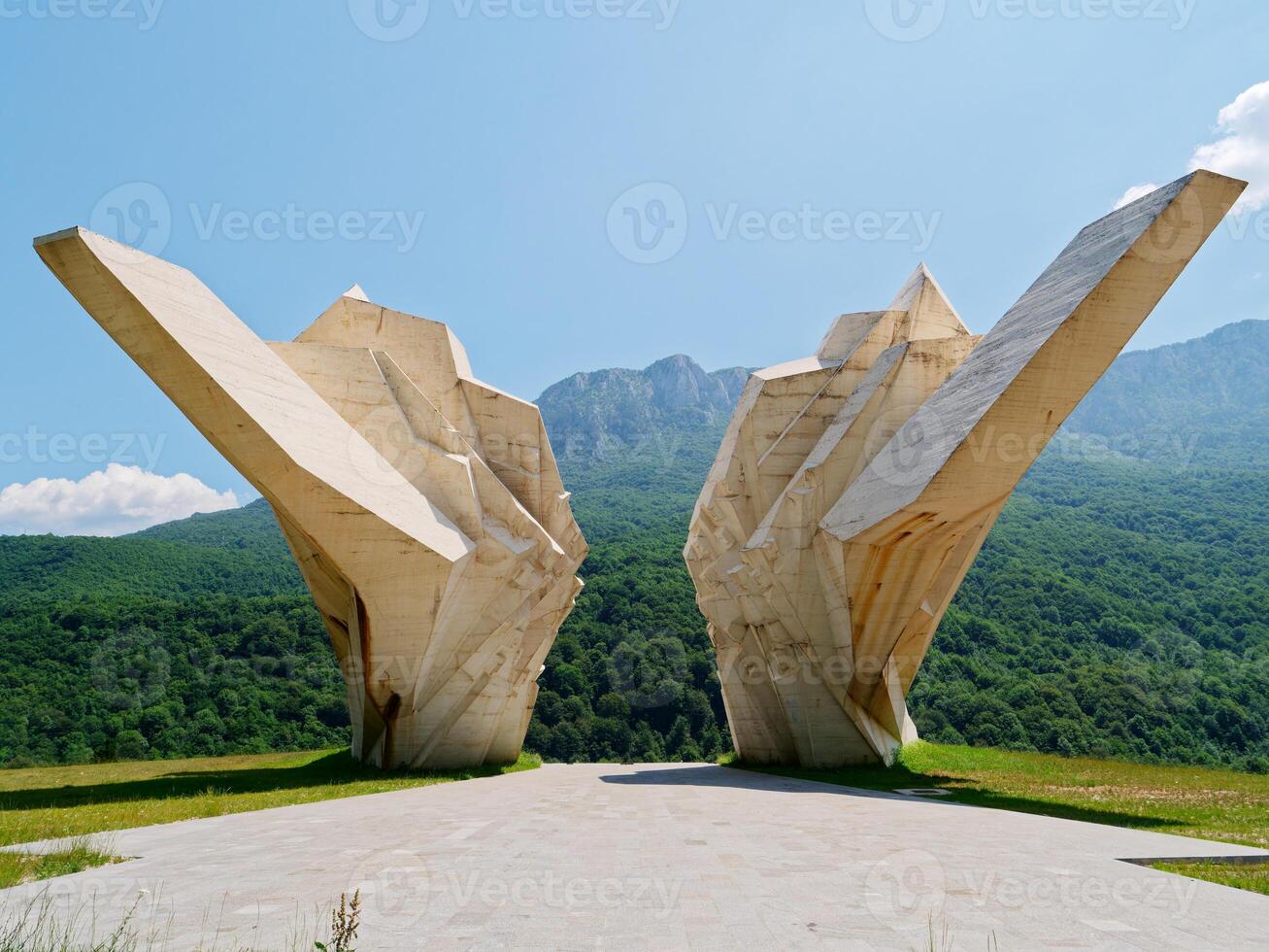 Memorial Complex to the Battle of Sutjeska at Tjentiste, Bosnia and Herzegovina. Yugoslav monument commemorating the struggles of the partisan during World War 2. photo
