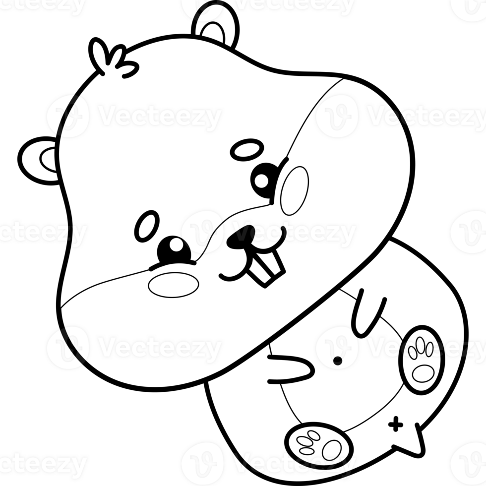 Outline hamster lying on his back png