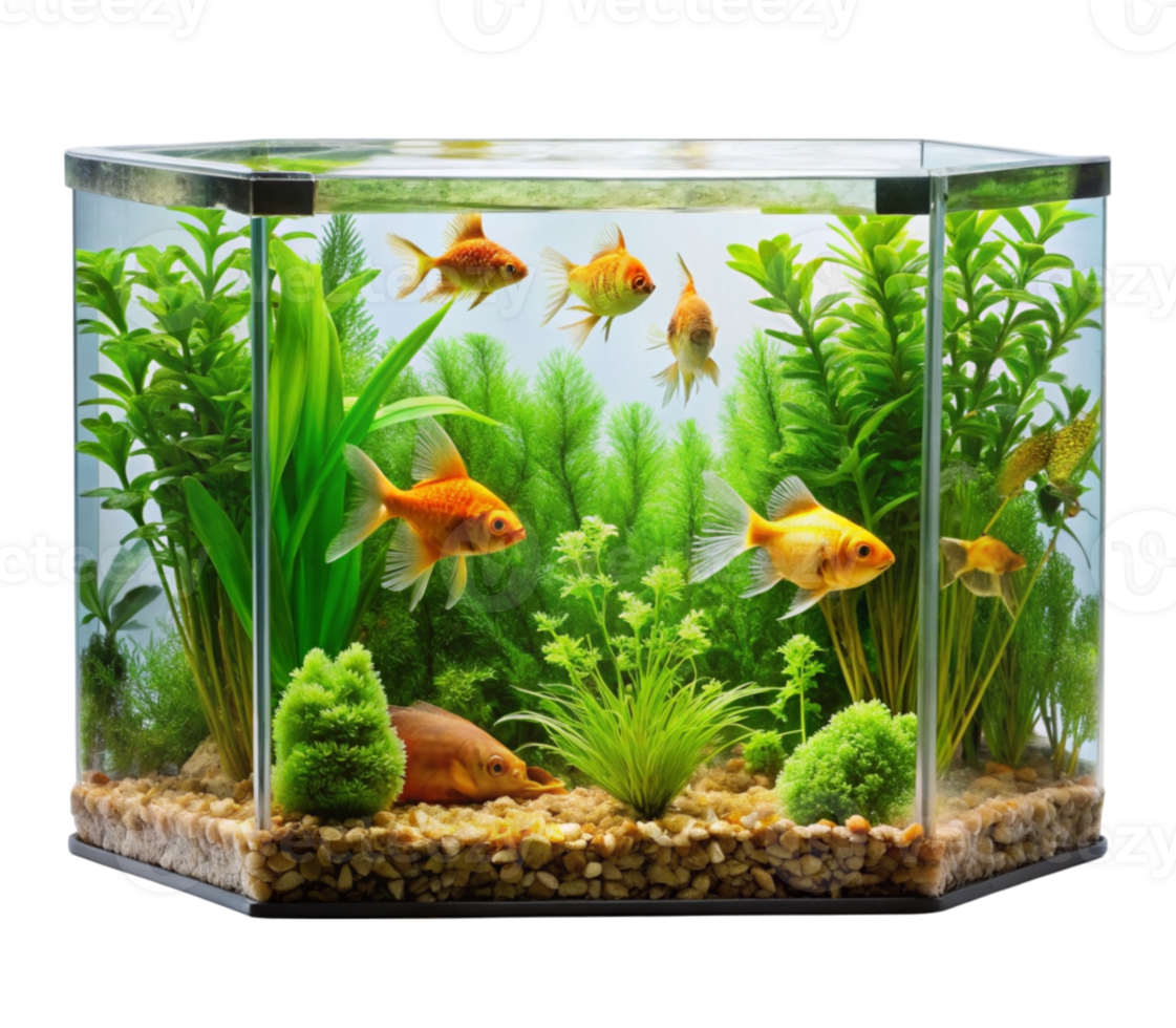 Fantasy aquarium with vegetation and fish png