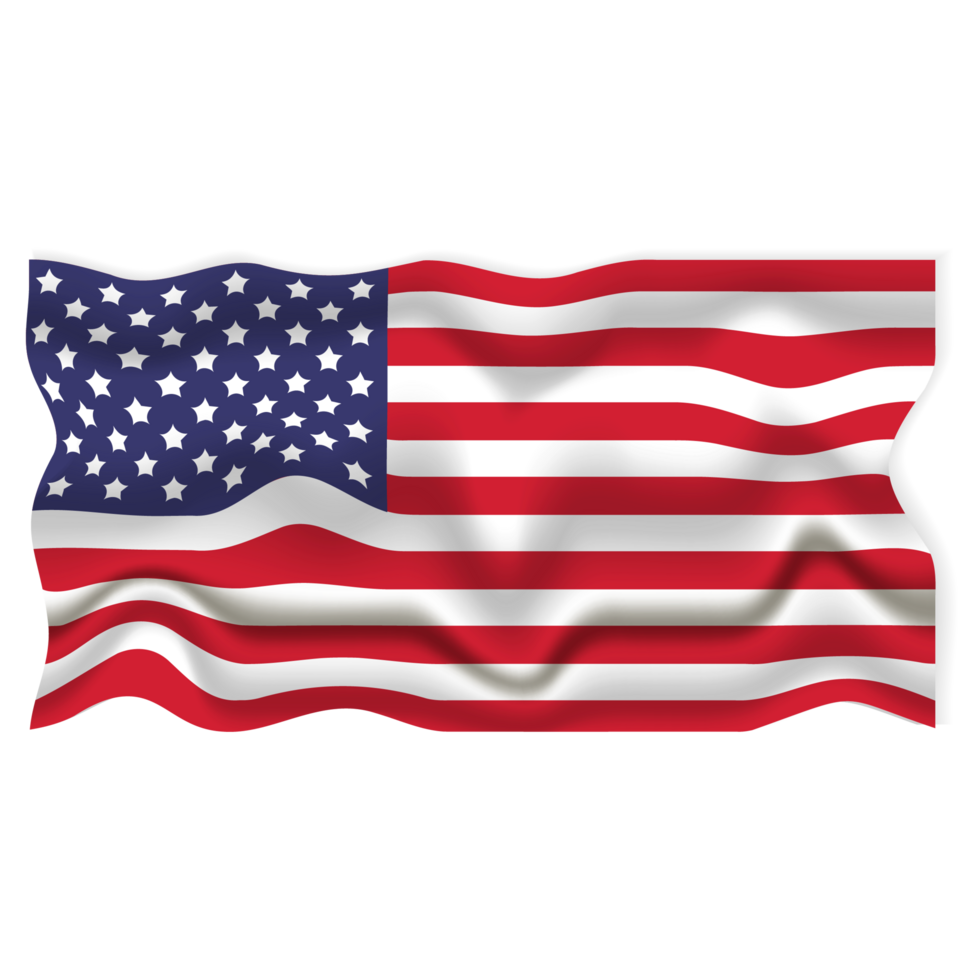 Realistic Fabric American Flag Waving png