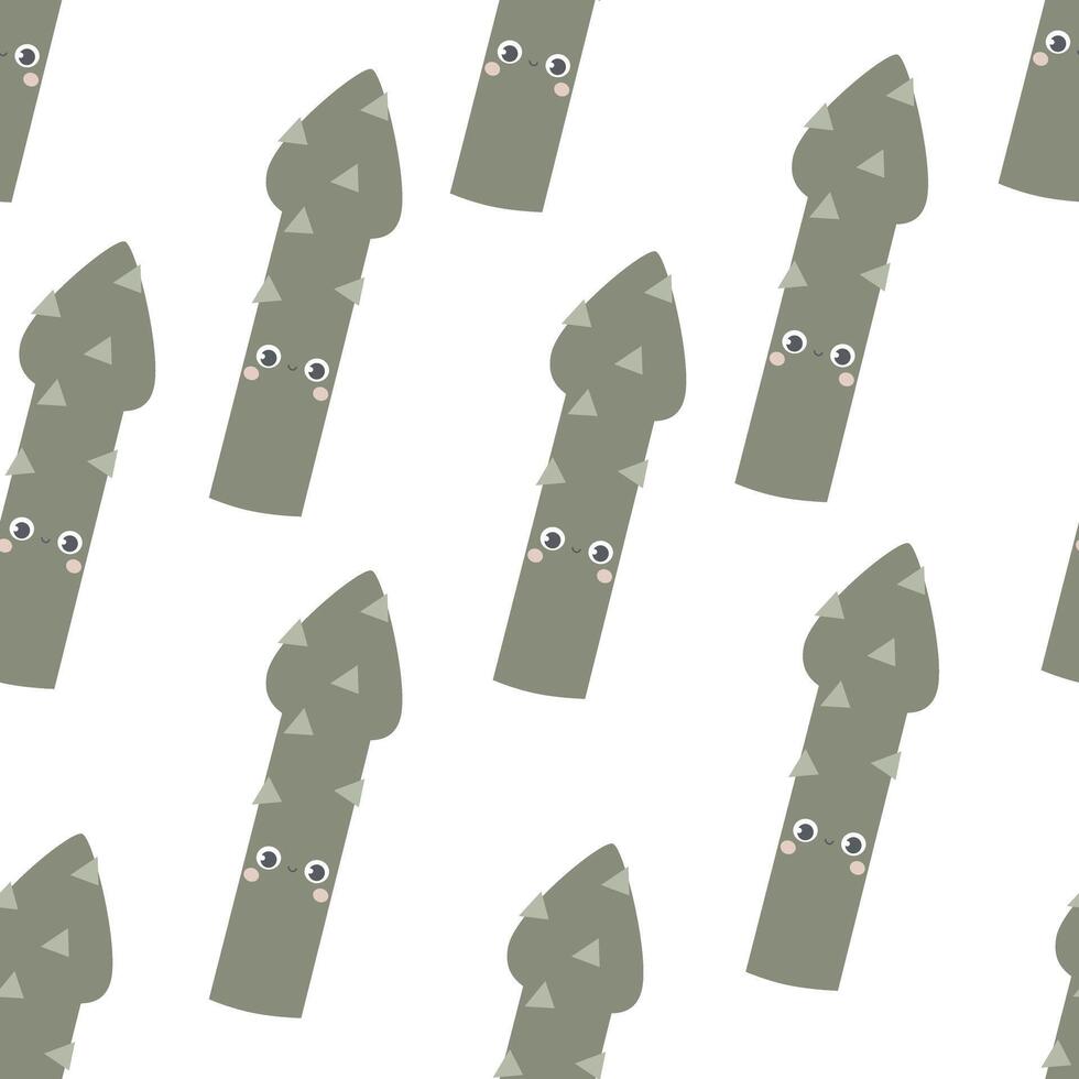 Seamless pattern with cartoon asparagus. colorful . hand drawing, flat style. design for fabric, print, textile, wrapper vector