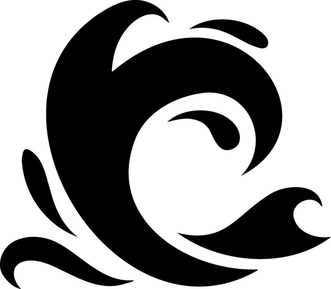 Doodle water wave clipart Hand drawn art. Stencil vector