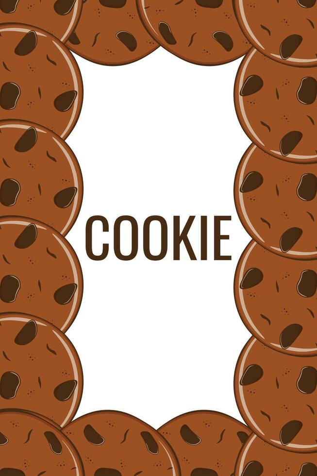 Frame of cookie banner. Gingerbread cookies with chocolate drops vector