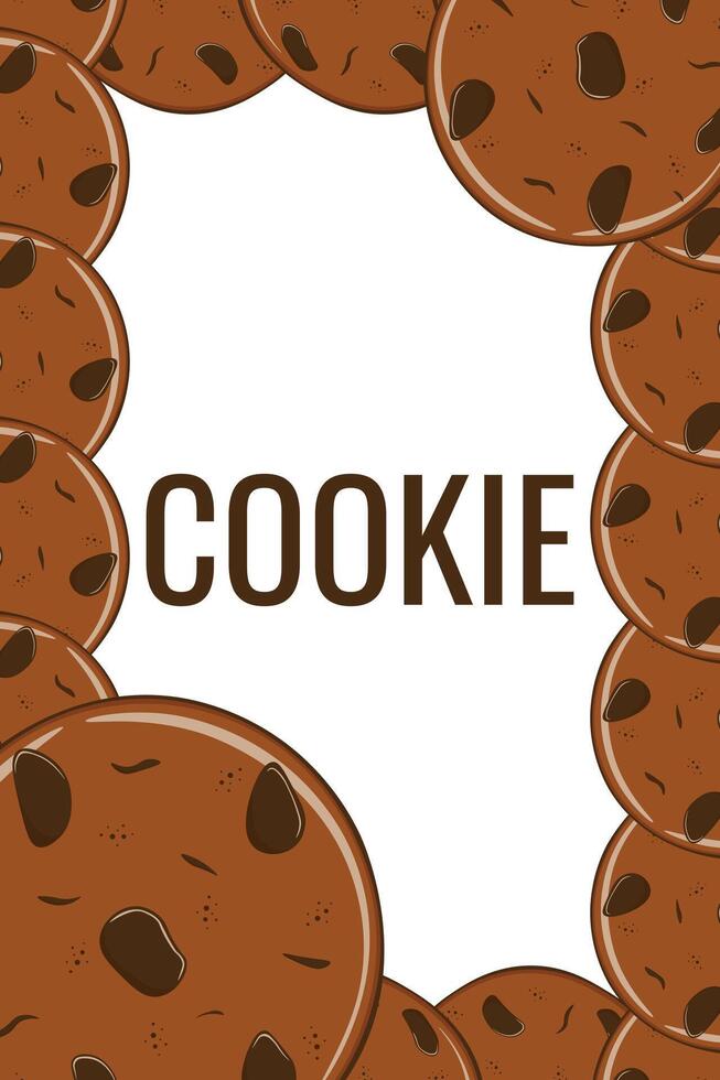 Frame of cookie banner. Gingerbread cookies with chocolate drops vector