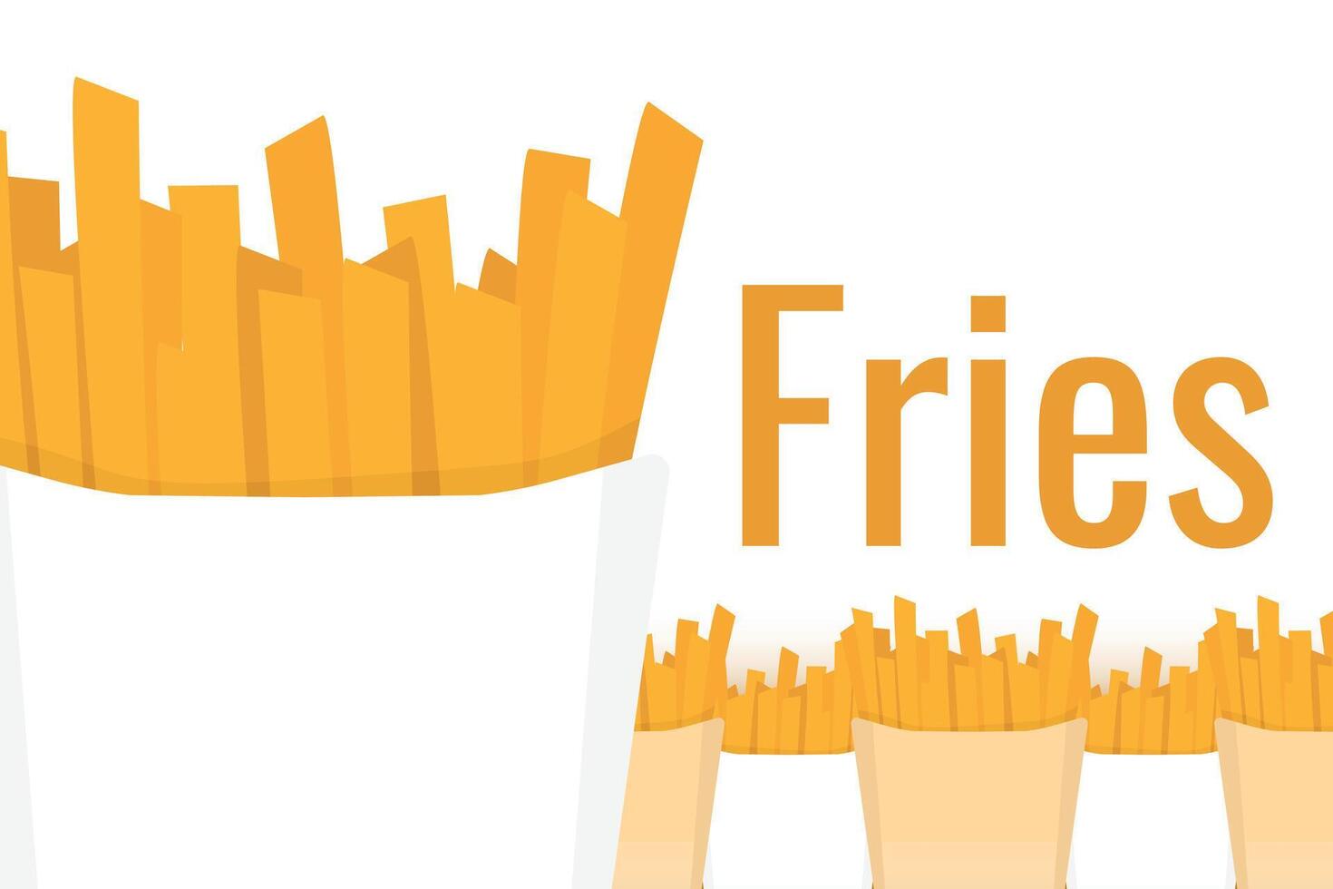 Frame of French Fries potato fast food in box. Fries border or banner vector
