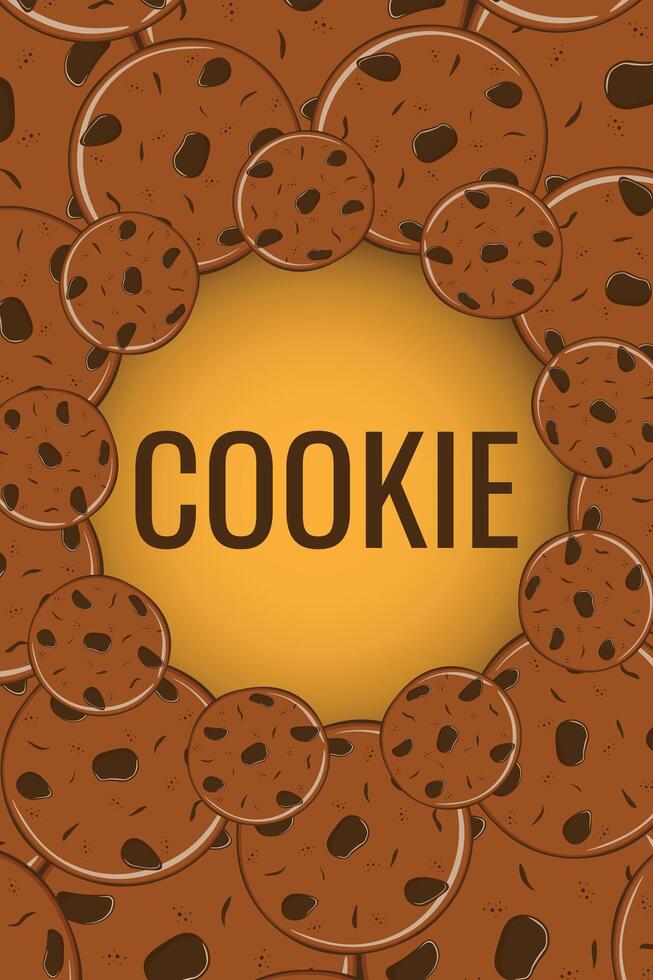 Frame of cookie banner. Gingerbread cookies with chocolate drops vector