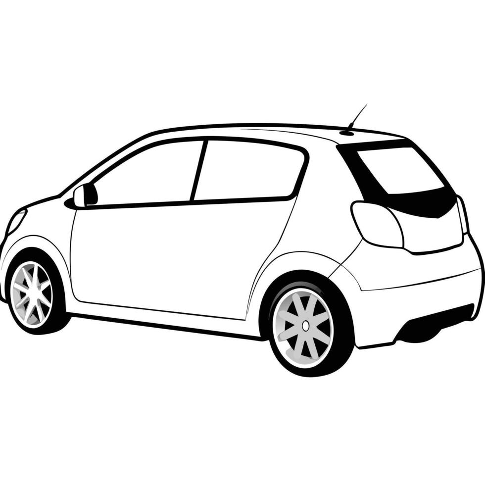 Realistic Car Outline Illustration vector