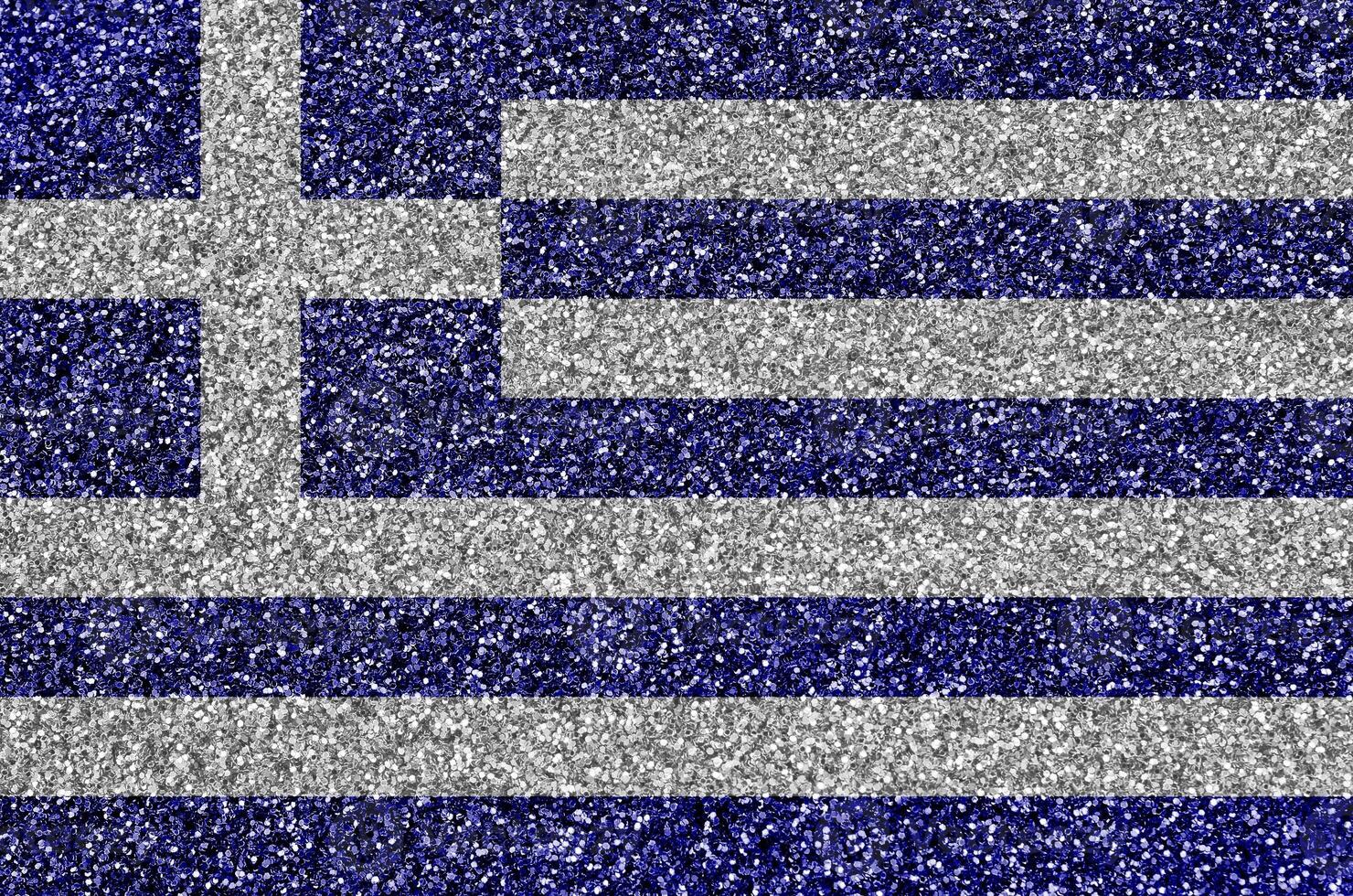 Greece flag depicted on many small shiny sequins. Colorful festival background for party photo