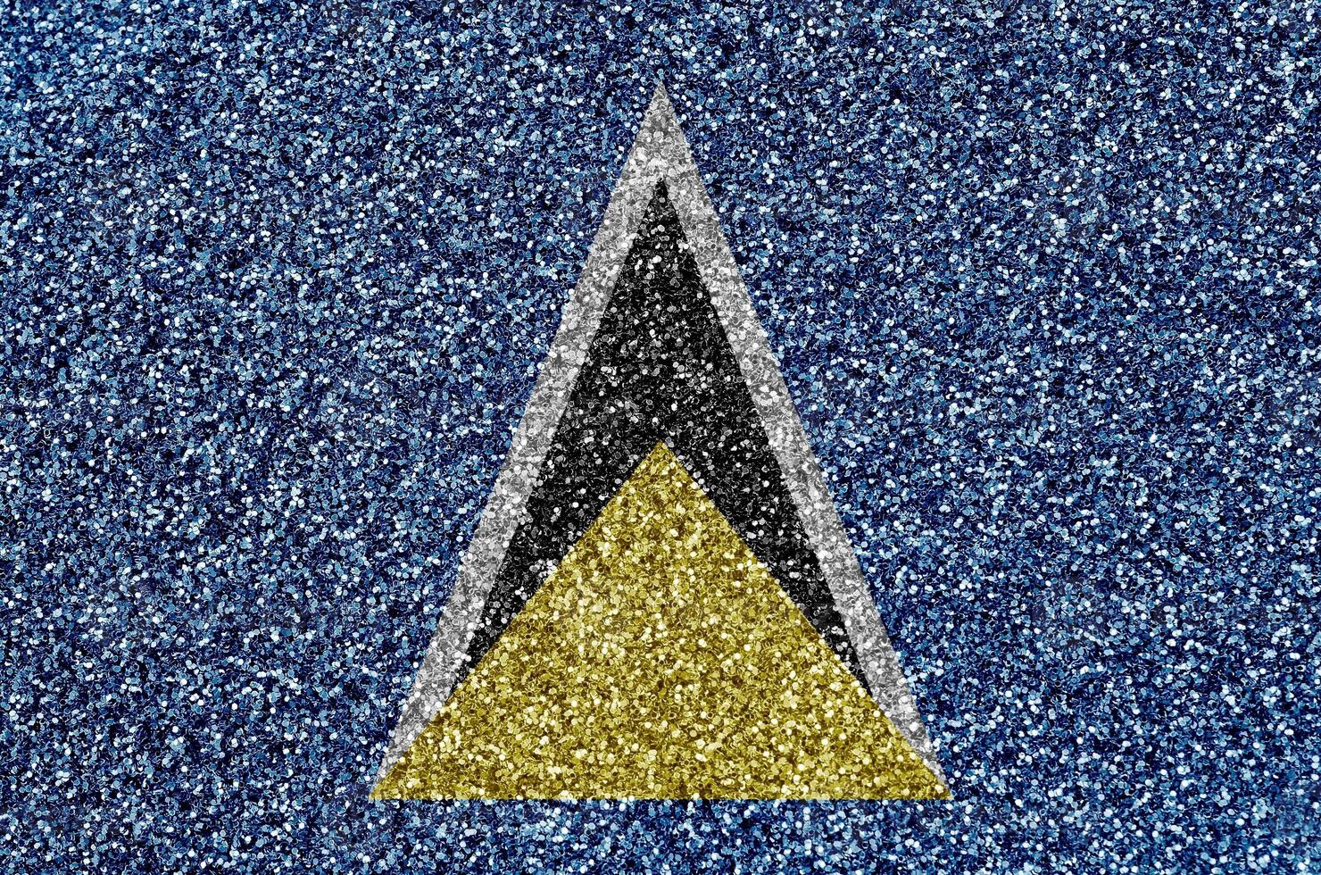 Saint Lucia flag depicted on many small shiny sequins. Colorful festival background for party photo