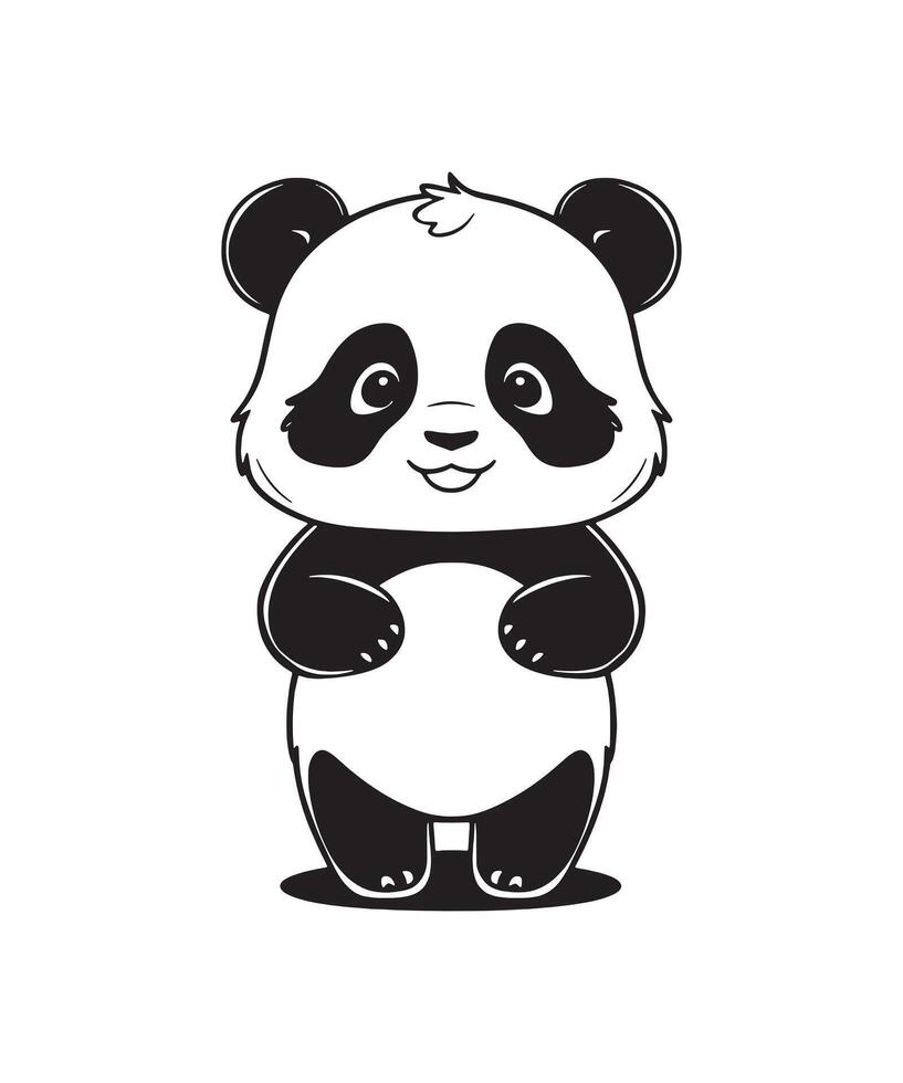 A cute panda silhouette illustration vector