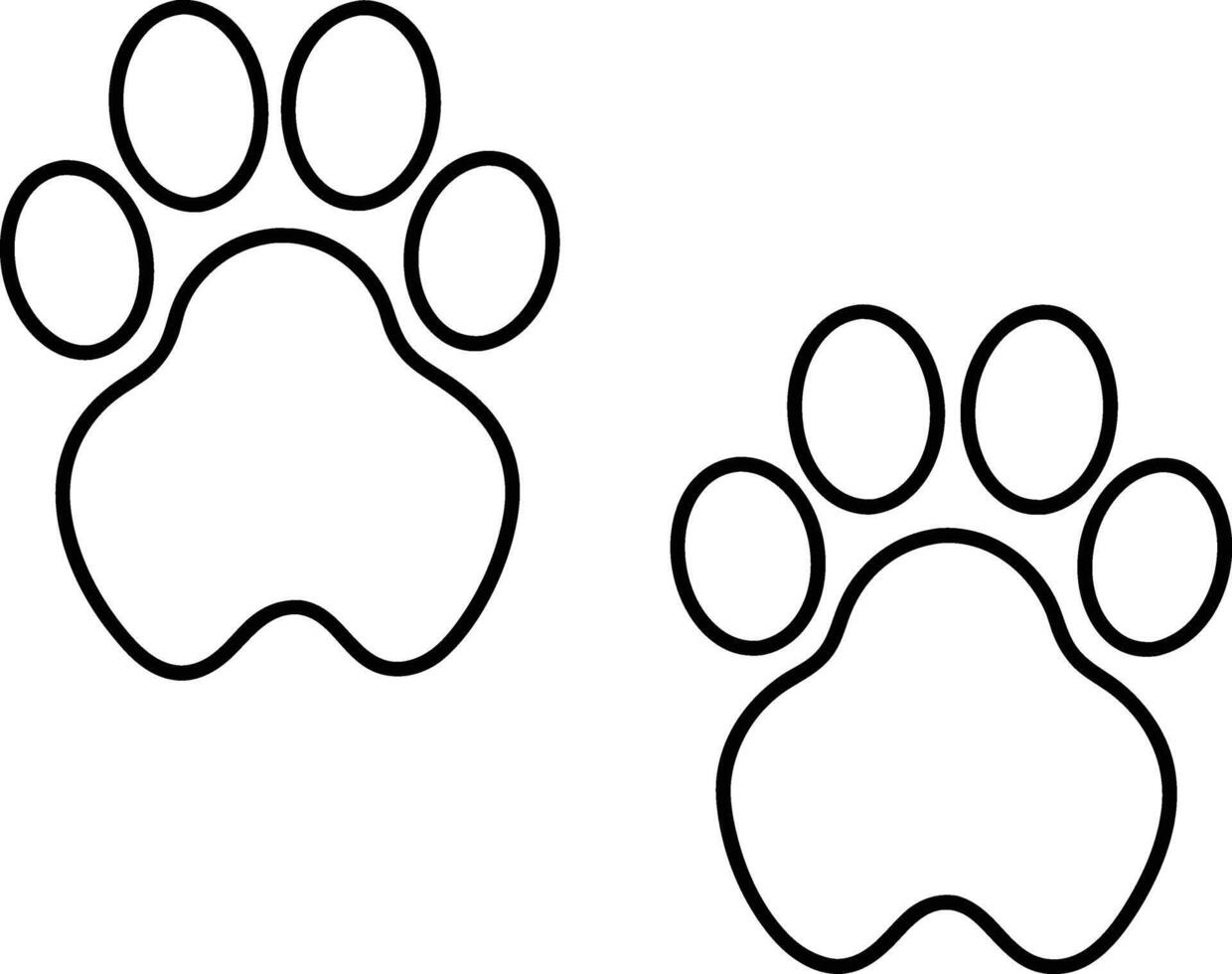 Dog paw print for kids coloring page illustration. vector