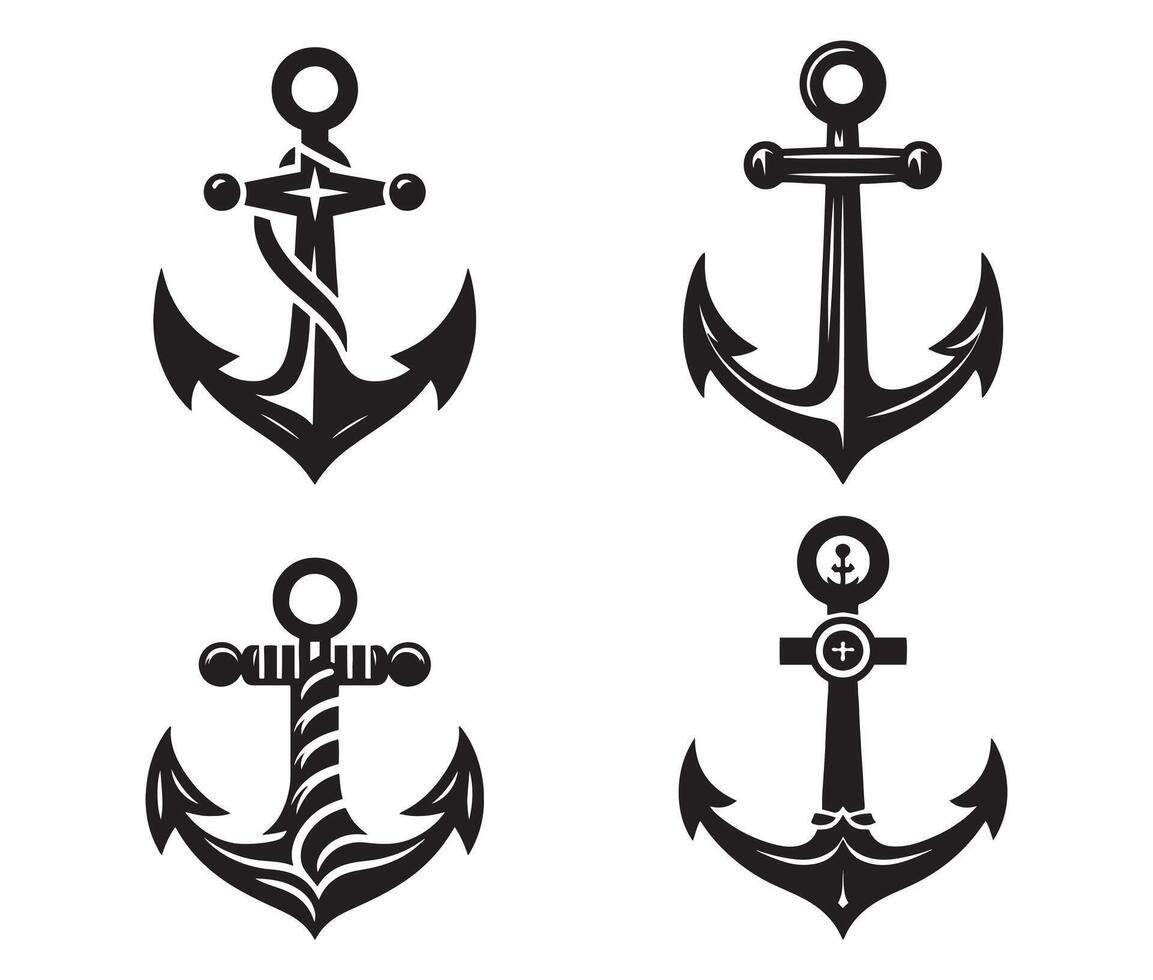 silhouette anchor symbols or logo template vector