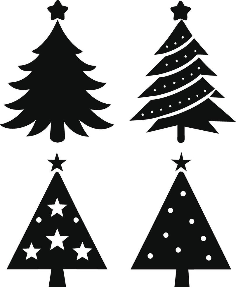 christmas tree silhouette on the white background illustration. vector